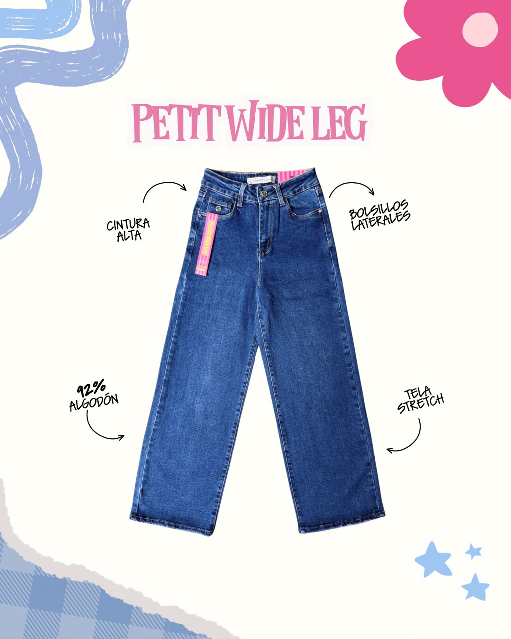 Pantalon petit wide leg azul - 6384