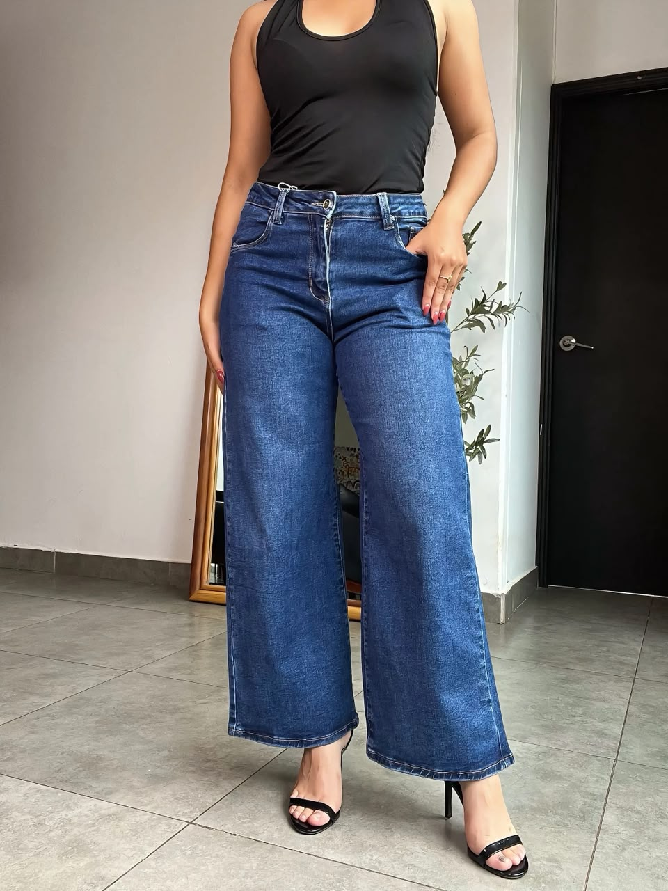 Pantalon petit wide leg azul - 6384