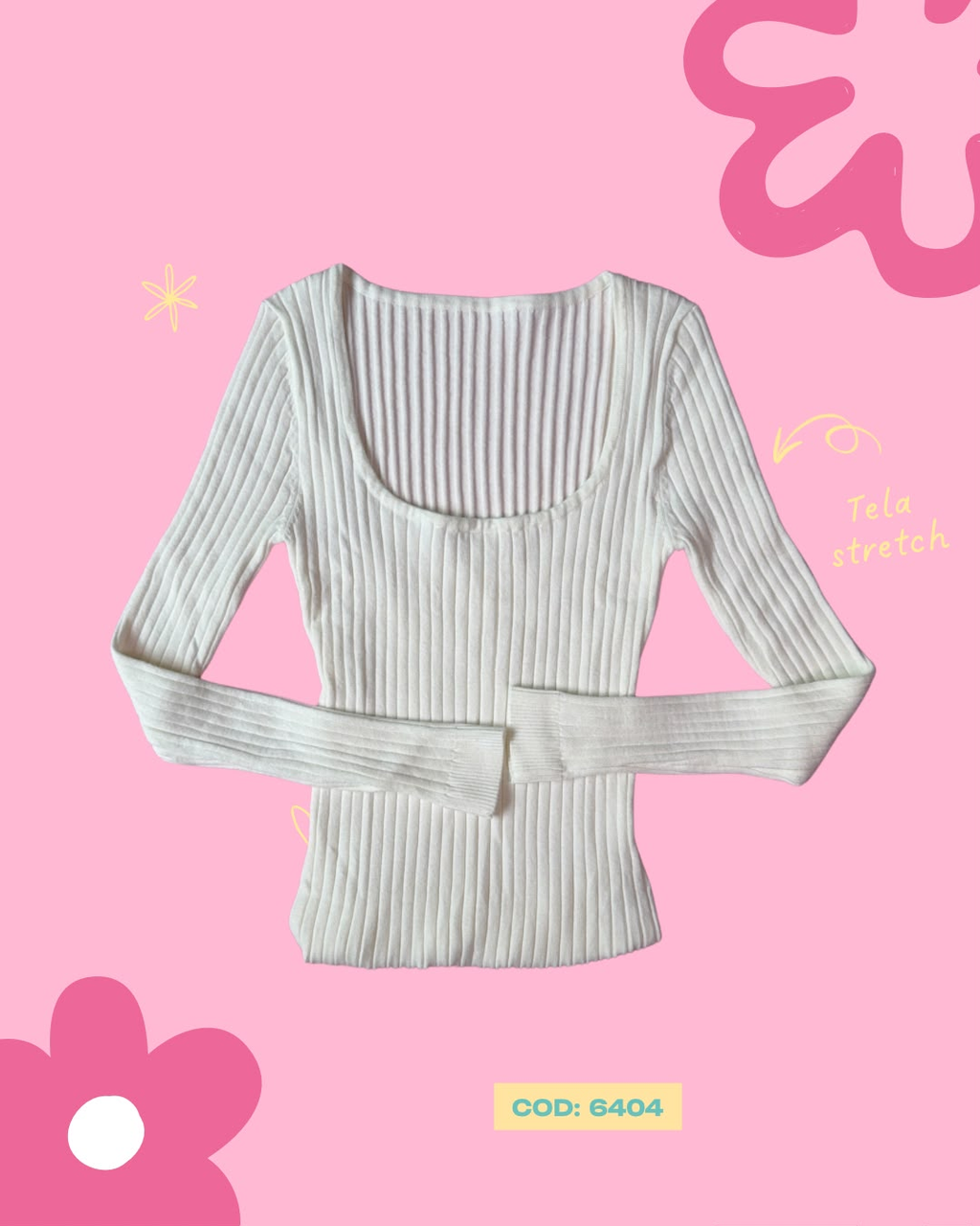 Camisa básica manga larga cuello cuadrado - 6404