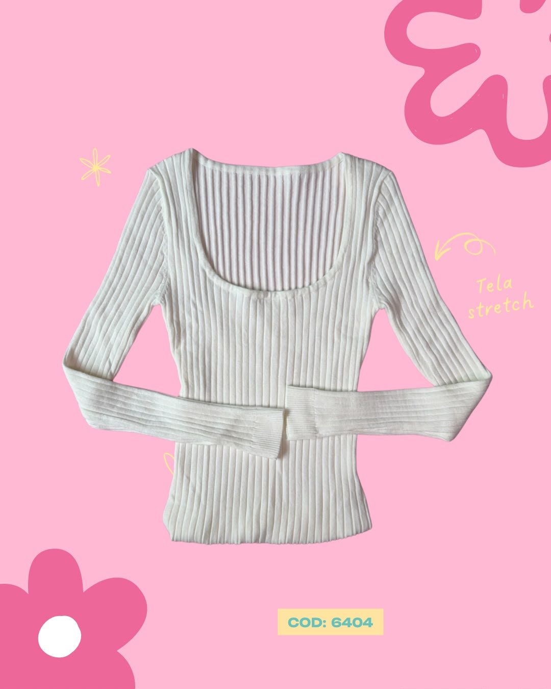 Camisa básica manga larga cuello cuadrado - 6404