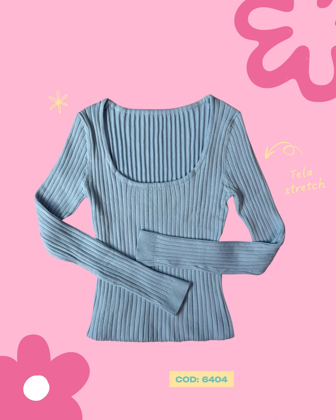 Camisa básica manga larga cuello cuadrado - 6404