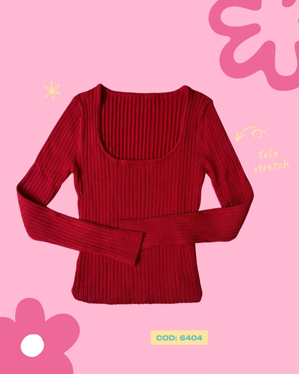 Camisa básica manga larga cuello cuadrado - 6404