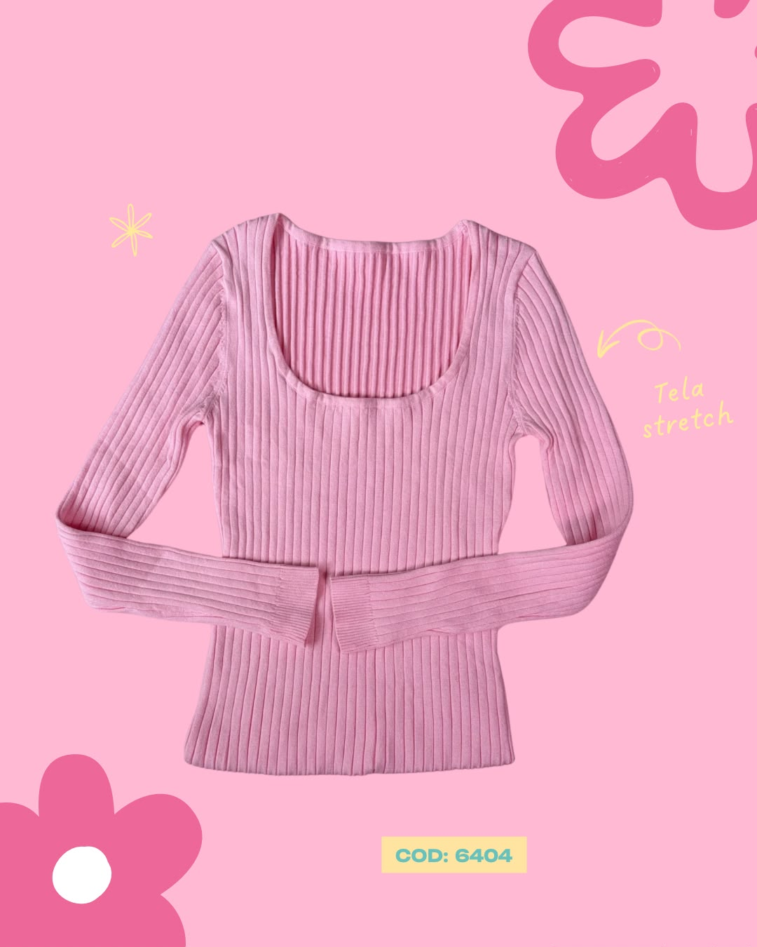 Camisa básica manga larga cuello cuadrado - 6404