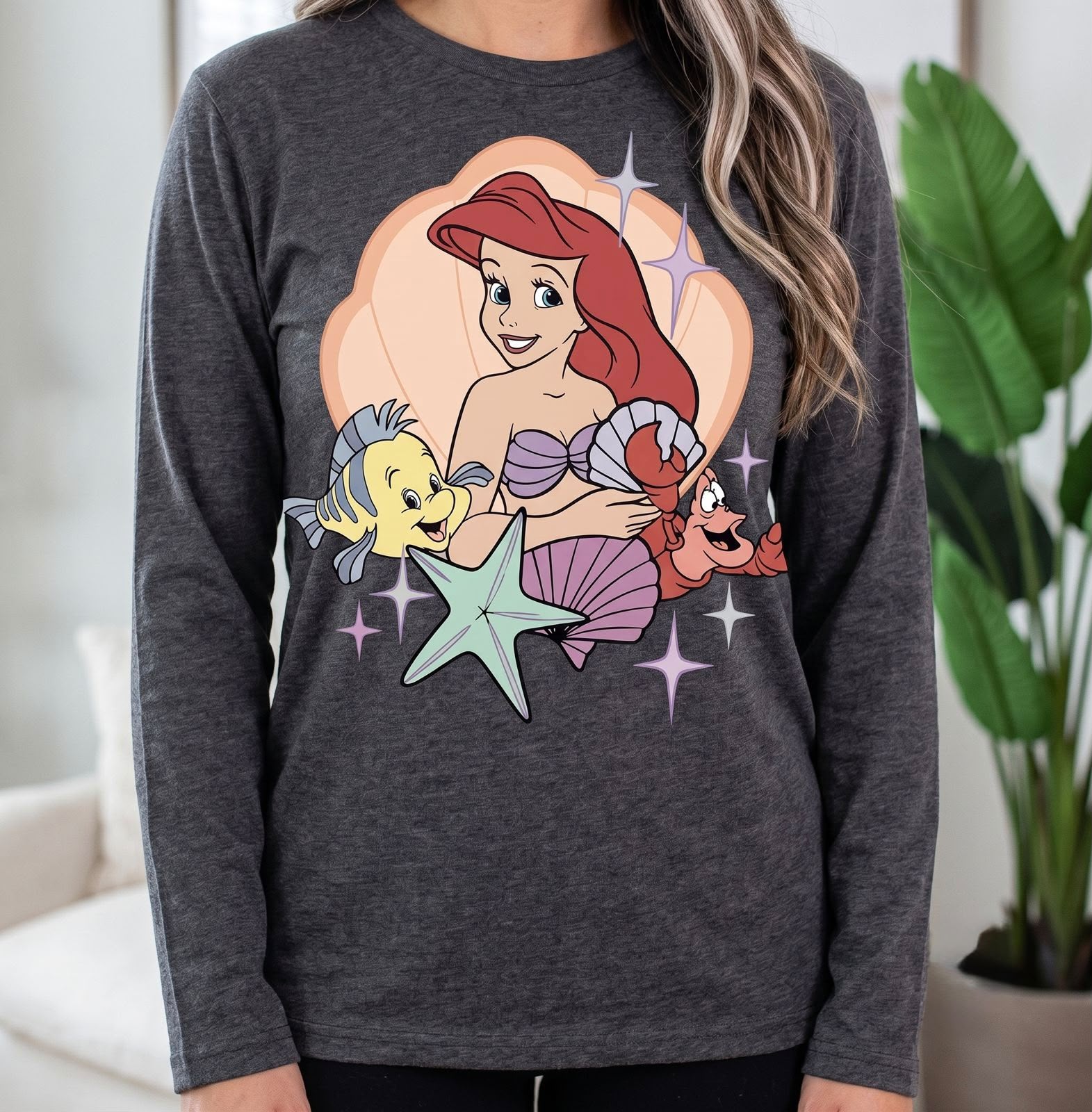 Camisa gris manga larga la sirenita - 5434